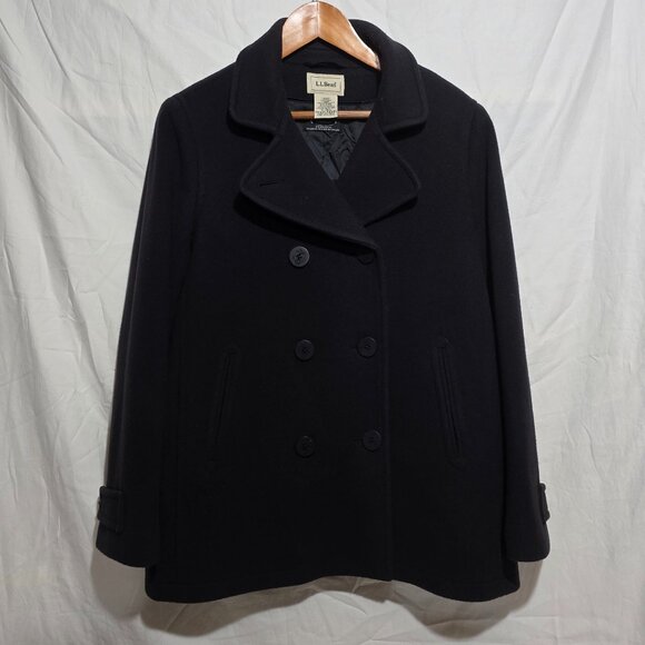 L.L.Bean Bellandi Italian Wool Wmn's Peacoat - Navy Blue - Sz 12 Reg* - Picture 1 of 6